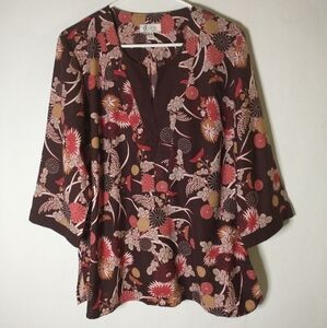 Denim & Co women's floral blouse size large